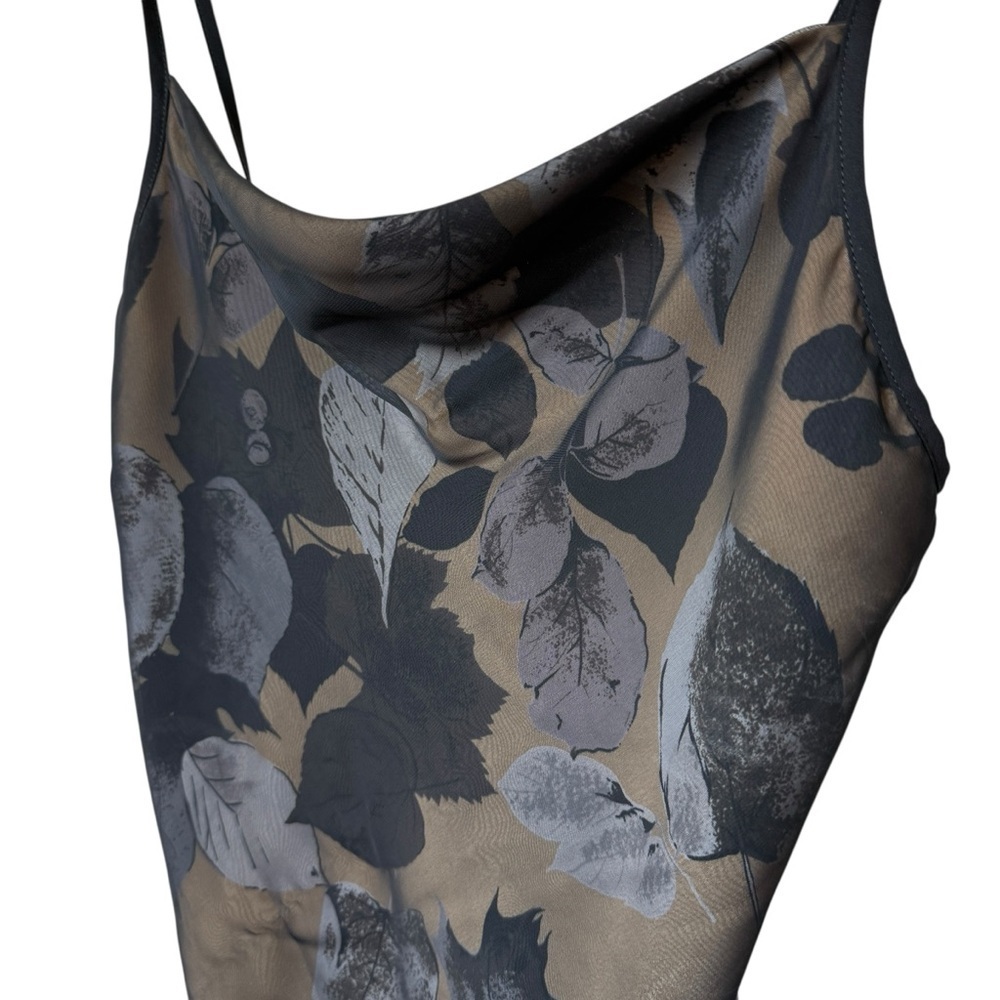 BCBG Max Azria Women's Floral Mesh Overlay Cami Top Black & Tan Size 6 Luxury